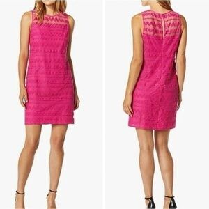 Trina Turk‎ Bissitte Illusiin Pink Lace Overlay Sleeveless Mini Dress Women’s L